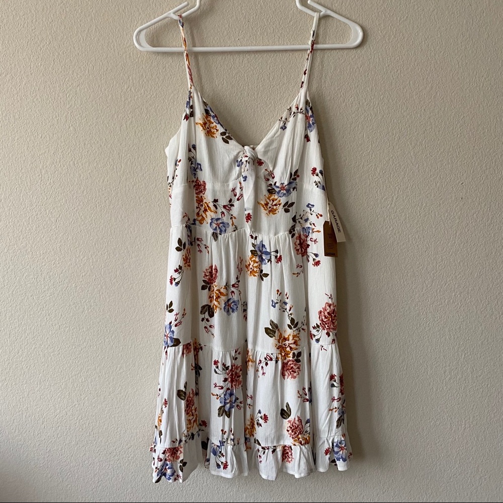 knot front tiered floral dress